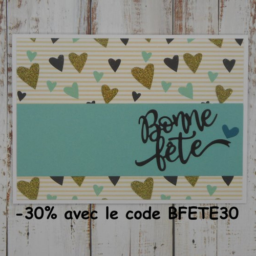 Carte bonne fête masculine homme bleu coeurs fête des pères papa grand-père papy papi fait main