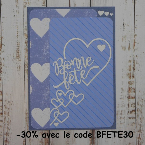 Carte bonne fête masculine homme bleu et blanc fête des pères papa grand-père papy papi fait main