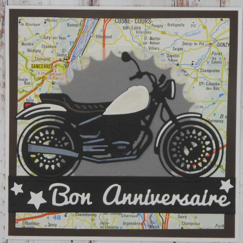 Carte anniversaire moto roadster blanc homme ou femme fait main