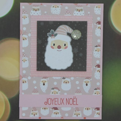 Carte de voeux joyeux noël tons de rose pour offrir carte cadeau