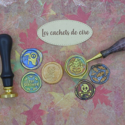 Embellissements lot de 6 cachets de cire synthétique décorés thème halloween 5 pour scrapbooking carterie albums faits main