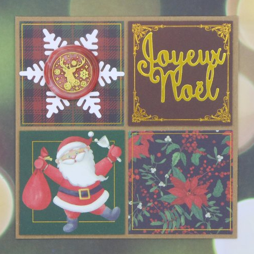 Carte de voeux joyeux noël père noël cachet de cire rouge kraft