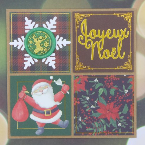 Carte de voeux joyeux noël père noël cachet de cire vert kraft