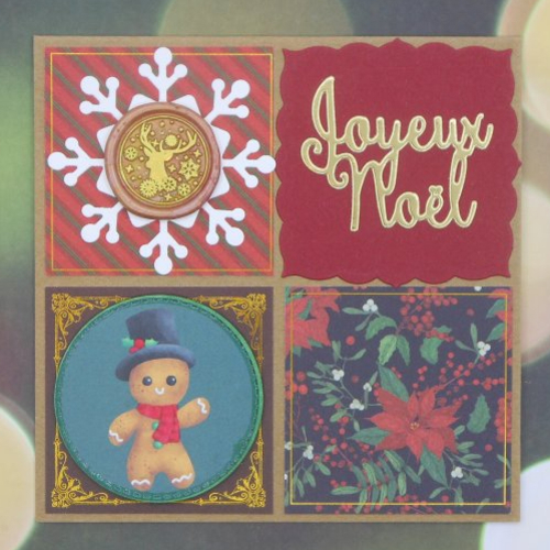Carte de voeux joyeux noël bonhomme pain d'épices chapeau haut de forme cachet de cire renne kraft