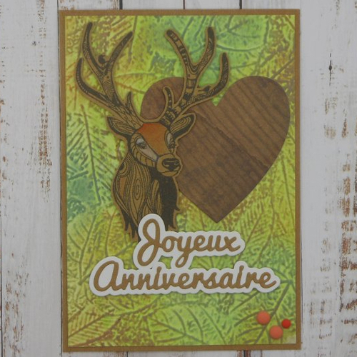 Carte anniversaire masculine homme cerf dans la nature fait main