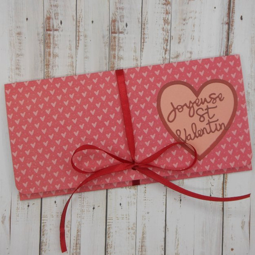 Pochette cadeau billet, chèque, place de spectacle saint valentin petits coeurs roses fait main