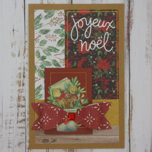 Carte de voeux joyeux noël petites gourmandises poinsettias et branches
