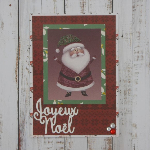 Carte de voeux joyeux petit père noël rouge et vert