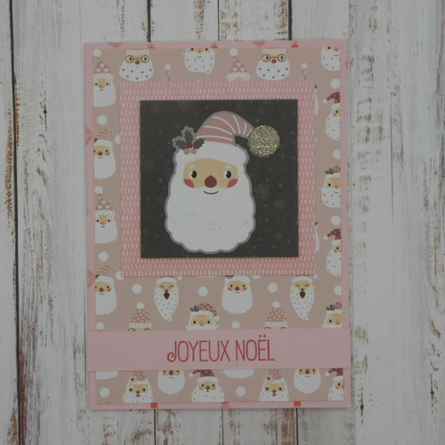 Carte de voeux joyeux noël tons de rose