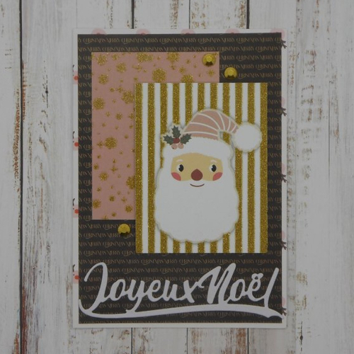 Carte de voeux joyeux noël tons de rose or et noir