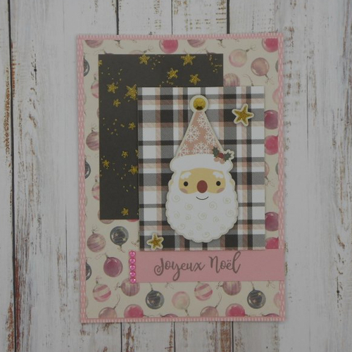 Carte de voeux joyeux noël tons de rose gris et noir
