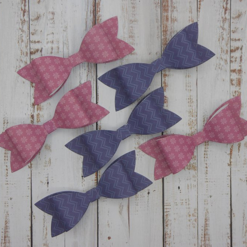 Lot de 6 noeuds papier embellissements pour scrapbooking carterie albums bleu et rose faits main