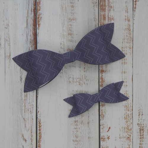 Lot de 2 noeuds papier embellissements pour scrapbooking carterie albums bleu faits main
