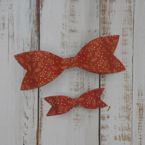Lot de 2 noeuds papier embellissements pour scrapbooking carterie albums rouge noël faits main