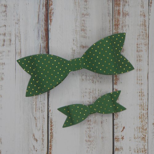 Lot de 2 noeuds papier embellissements pour scrapbooking carterie albums vert noël faits main