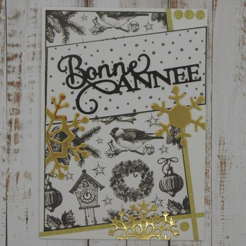 Carte de voeux bonne année symboles noir et blanc