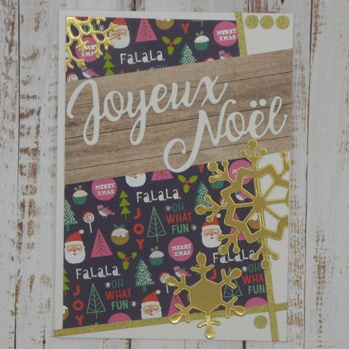 Carte de voeux joyeux noël mots et père noël multicolores