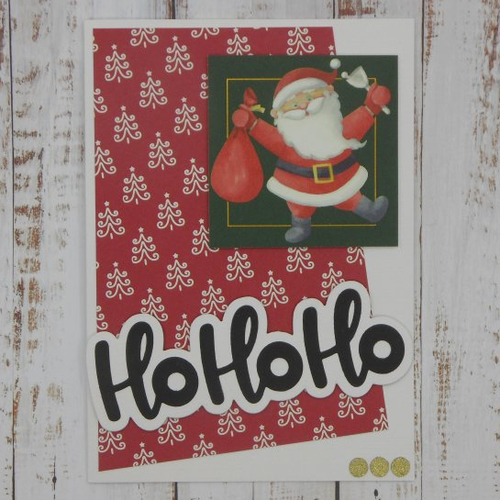 Carte de voeux père noël joyeux fond sapin flocons