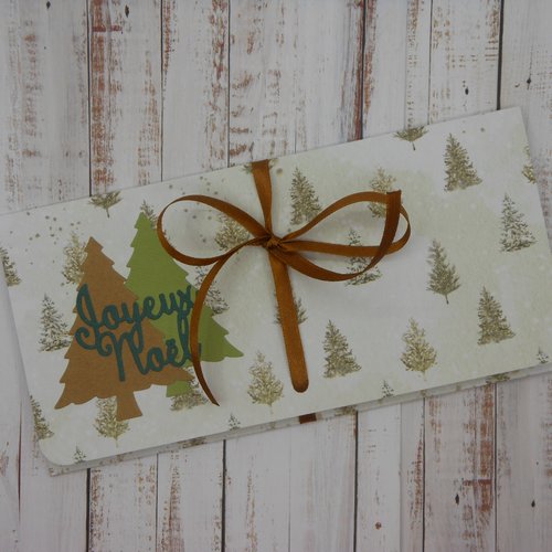 Pochette cadeau de noël billet, chèque, place de spectacle sapins fait main