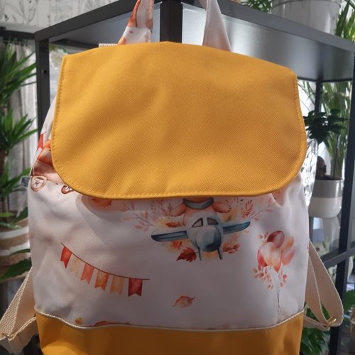 Sac à dos enfant, ourson aviateur, jaune