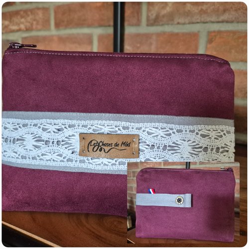 Trousse suédine bordeaux