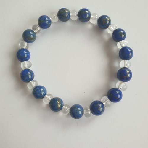 Bracelet pierre naturelle lapis lazuli et cristal de roche