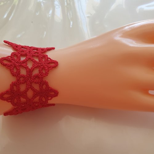 Bracelet dentelle rouge, poignet ou cheville