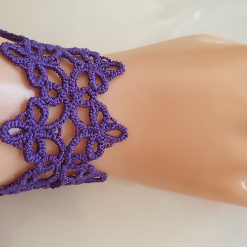 Bracelet dentelle violet, pour cheville ou poignet