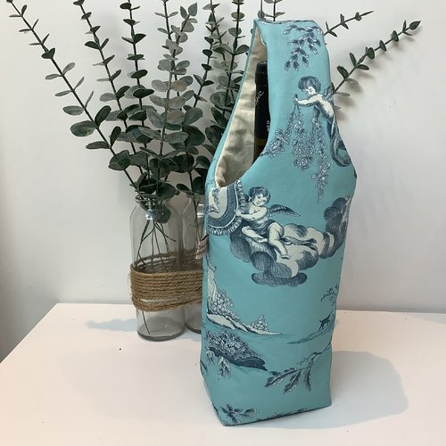 Porte bouteille en toile de jouy