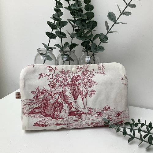 Trousse  3 compartiments grand modèle en toile de jouy
