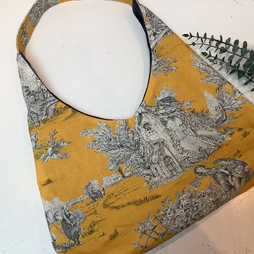 Sac hobo en toile de jouy