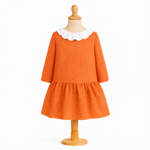 Patron de robe serpolet 8/10/12 ans, taille basse, col volanté et manches trois-quart, cortège, mariage, communion, garance