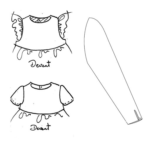 3 patrons de manches: volantées, courtes, longues, 2/4/6 ans, dauphin-dauphine, cortège, garance, mariage, demoiselle d'honneur