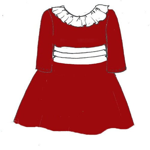 Mathilde 8/10/12 ans, robe à col volanté, manches 3/4, espagnol, mariage, communion, les cortèges de garance, dauphin-dauphine,