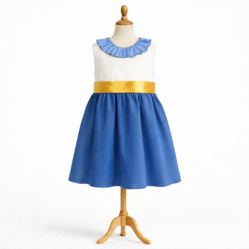 Patron de robe iris, modèle classique à col volanté, 2/4/6 ans, cortège, communion, demoiselle d'honneur, mariage, dauphin-dauphine