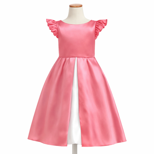 Patron de robe chélidoine, encolure bateau, mancherons volanté, jupe à pli creux, 2/4/6 ans, cortège, communion, demoiselle d'honneur