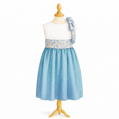 Hortensia, robe taille haute 2_4_6 ans, cortèges de garance, mariage, demoiselle d'honneur, première communion