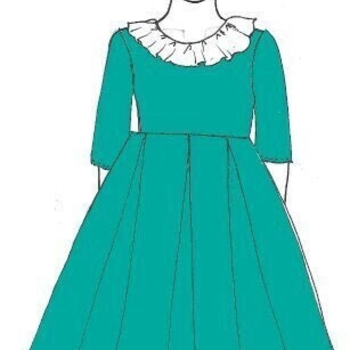 Macadamia, robe taille haute 3 plis creux à col claudine et manches 3/4, 8/10/12 ans, cortège, communion, demoiselle d'honneur, garance