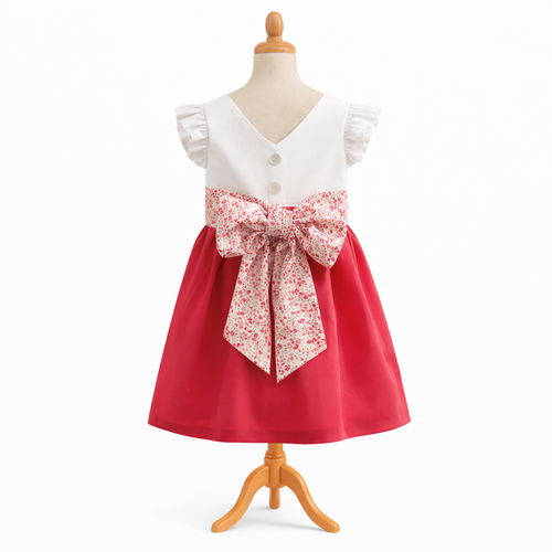 Prunelle 2/4/6 ans, robe dos nu en v et manches volantées, cortège, demoiselle d'honneur, garance, cérémonie