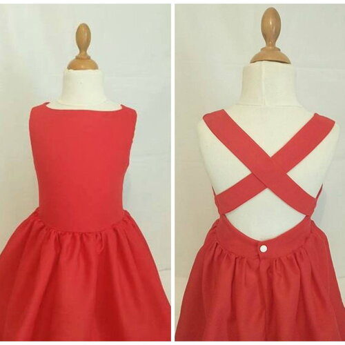 Airelle, 8-10-12 ans, robe à bretelles croisées, dauphin-dauphine, les cortèges de garance,