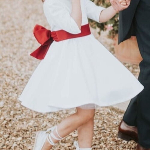 Patron de robe guarana, grand dos nu, manches trois-quart et jupe patineuse, 8/10/12 ans, cortège, communion, demoiselle d'honneur, garance