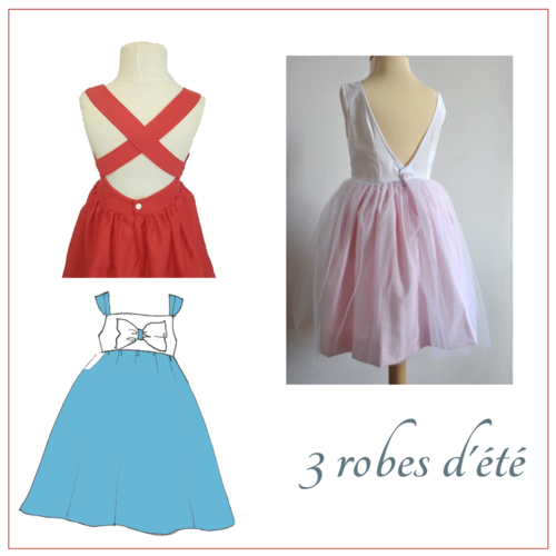 3 robes d'été et jupon offert, 8/10/12 ans