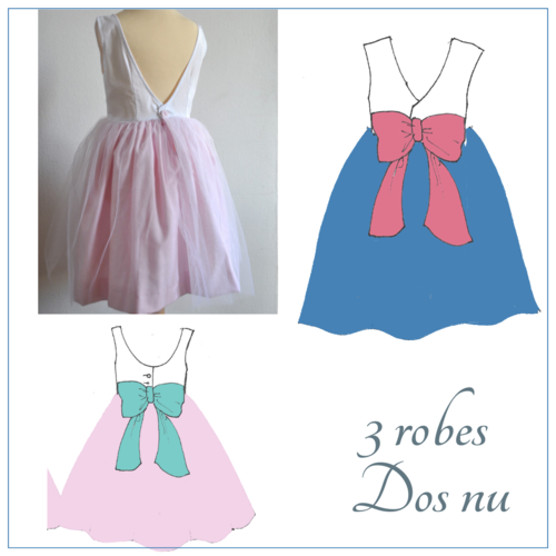 3 robes dos nu 8/10/12 ans, pour cortège de demoiselle d'honneur ou garde robe d'été