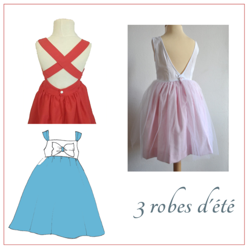 3 robes d'été et jupon offert, 2/4/6 ans