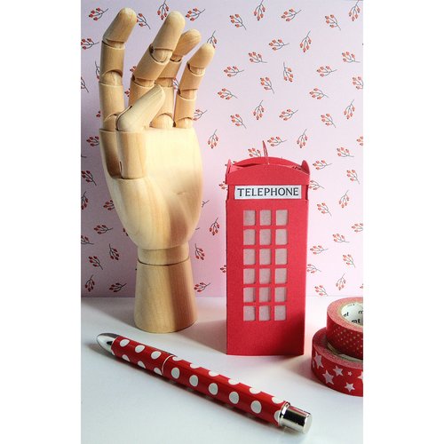 Photophore " cabine téléphonique anglaise "en papier découpé * fait main