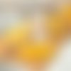 Lingettes démaquillantes lavables en éponge bambou et coton, lot de 7, jaune curcuma à motif riad