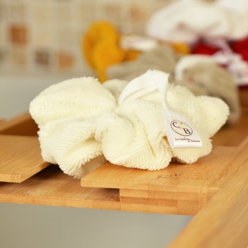 Fleur de douche en éponge bambou, écru