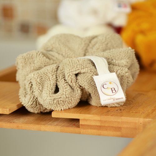 Fleur de douche en éponge bambou, cappuccino