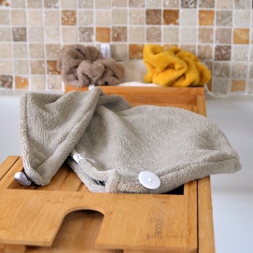 Serviette cheveux en micro éponge bambou cappuccino