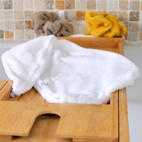 Serviette cheveux en micro éponge bambou blanc